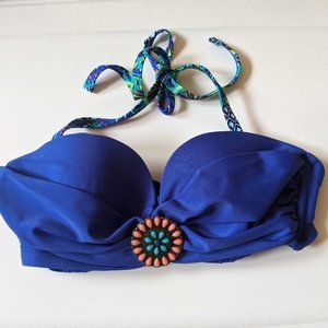 Blue Bandaeu Swim Top
